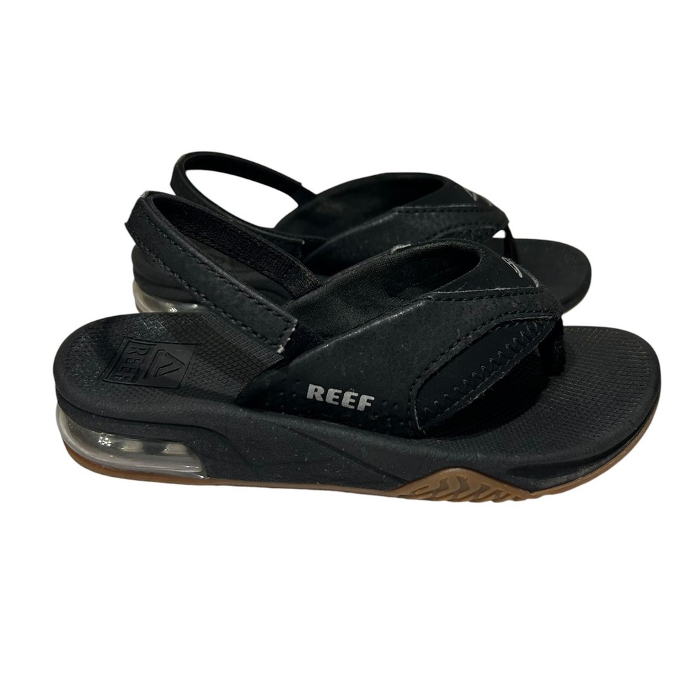 Reef Ahi Black Gum Kids Sandals Flip Flops with Backstrap